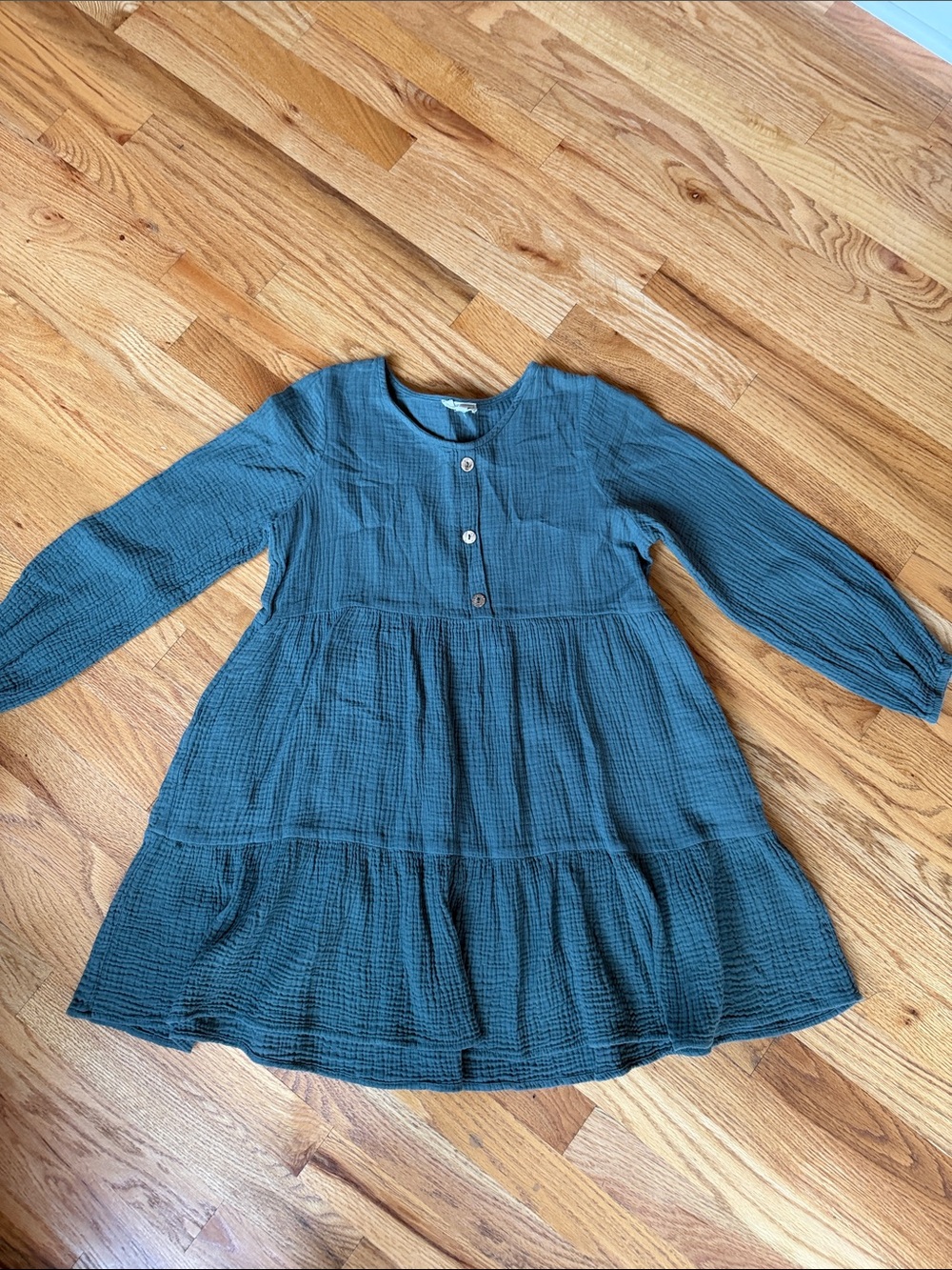 Hayden Girls' Long-Sleeve Olive Green Tiered Dress